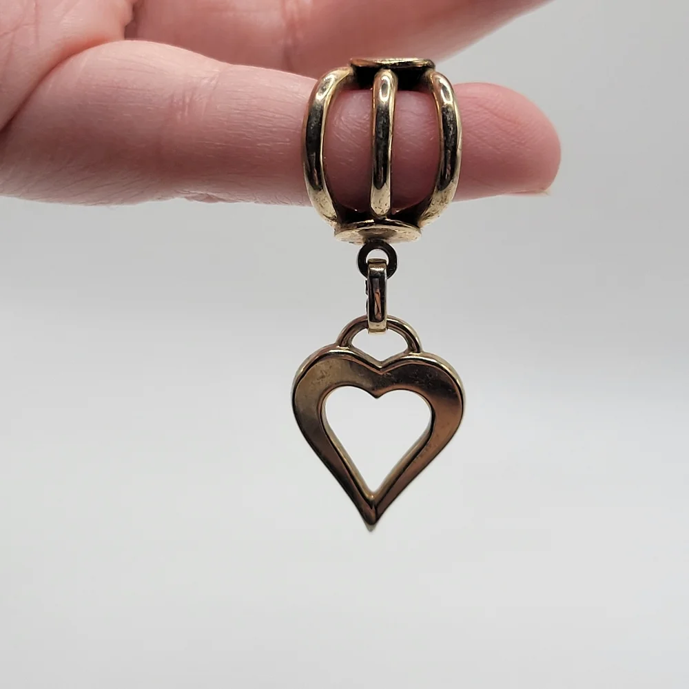 VTG Barclay Heart Dangle Earrings | Gold Tone | SIGNED - Picture 2 of 6